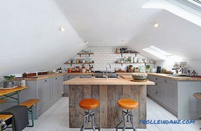 Kuhinja u stilu potkrovlja - 100 ideja za interijer sa fotografijama