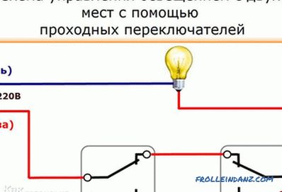Kako povezati prolazni prekidač - veza + shema